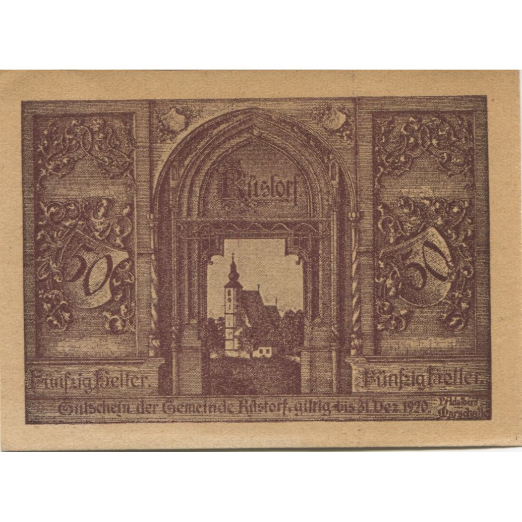 Biljet, Oostenrijk, Rustorf, 50 Heller, porte 1920-12-31, SPL, Mehl:FS 856I