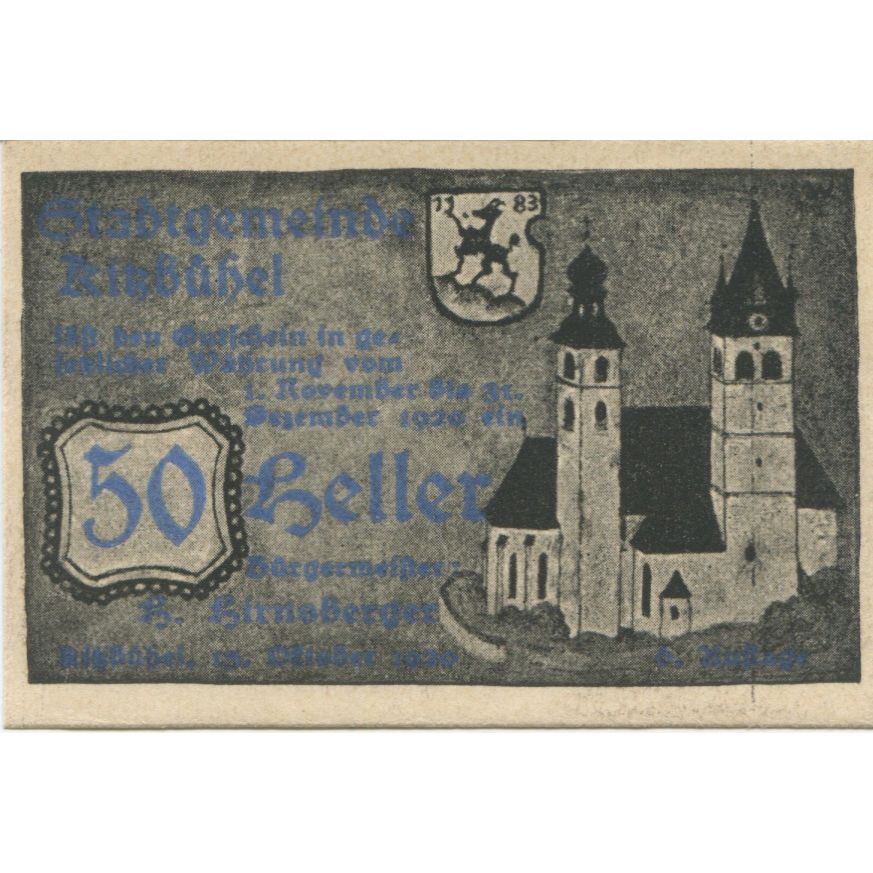 Billete, Austria, Kitzbühel, 50 Heller, château 1920-01-15, SC, Mehl:FS 449I