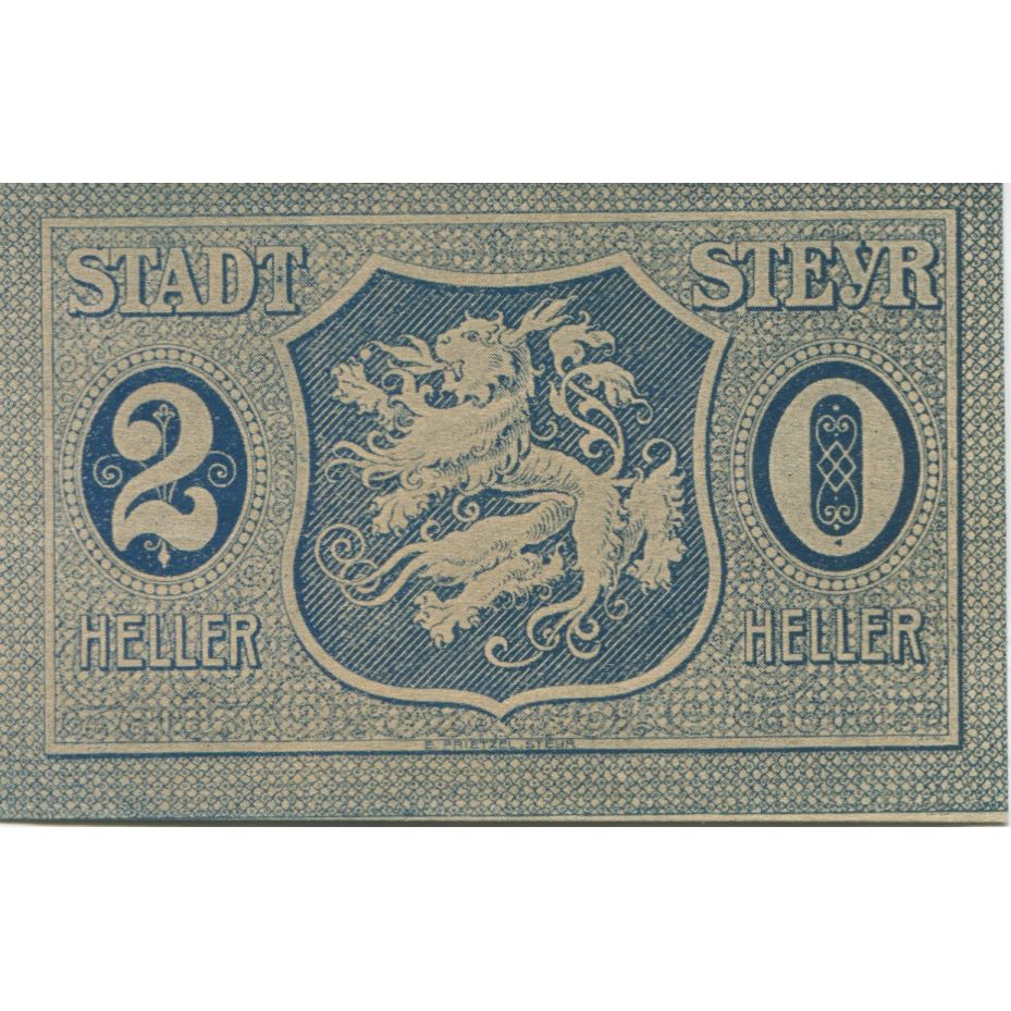 Billete, Austria, Steyr, 20 Heller, Blason 1920-03-31, SC Mehl:FS 1034IIb