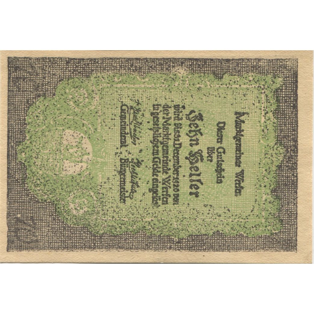 Banknote, Austria, Werfen, 10 Heller, château, 1920 UNC(63) Mehl:FS 1173b