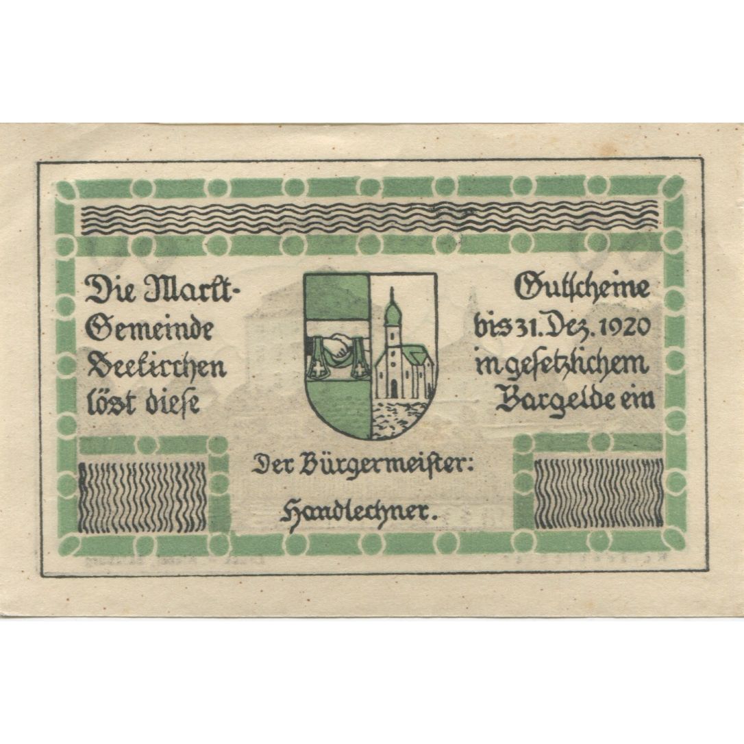 Banknot, Austria, Seekirchen, 60 Heller, Blason 1920-12-31, UNC(63) Mehl:FS 987a