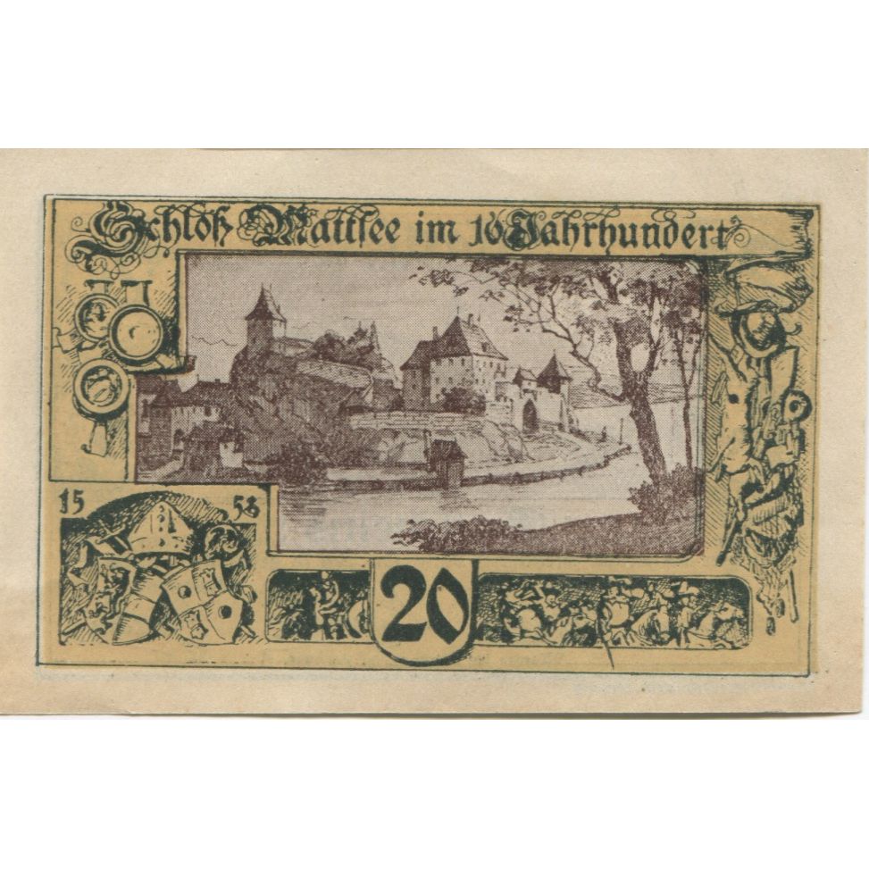Billet, Autriche, Mattsee, 20 Heller, village, 1920, SPL, Mehl:FS 596a