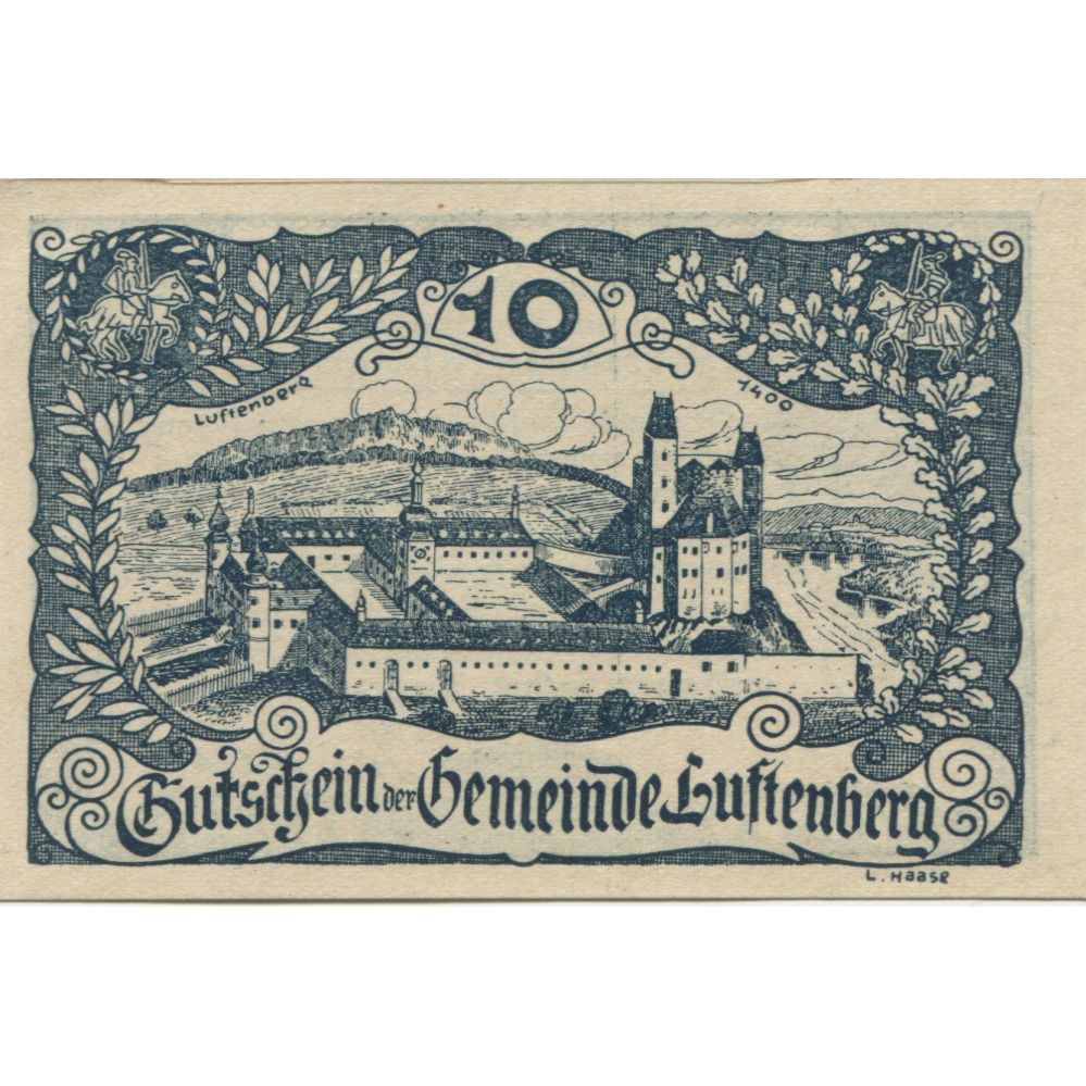 Billet, Autriche, Luftenberg, 10 Heller, château 1920-12-31, SPL Mehl:FS 570c
