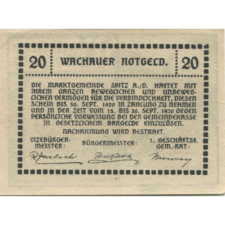 Banconote, Austria, Spitz, 20 Heller, montagne, 1920-09-30, SPL, Mehl:FS 1122