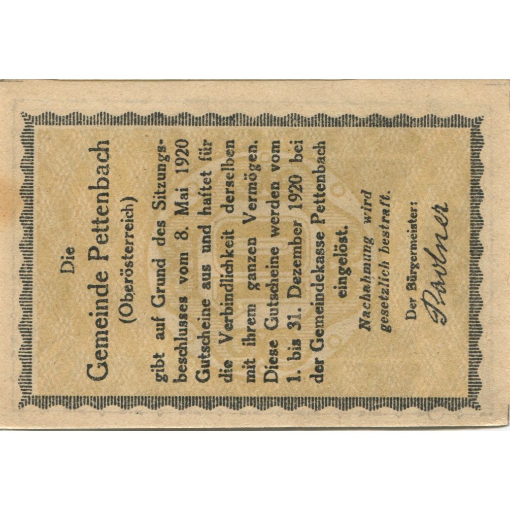 Banknot, Austria, Pettenbach, 10 Heller, château 1920 AU(55-58) Mehl:FS 738