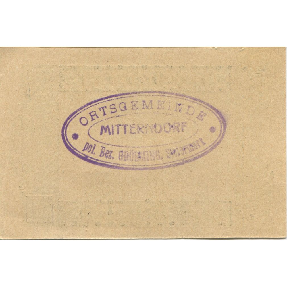 Nota, Áustria, Mitterndorf, 20 Heller, Eglise 1920-12-31, UNC(63) Mehl:FS 621
