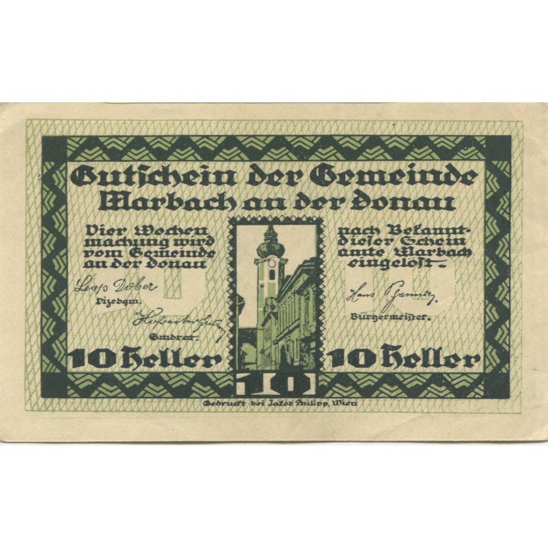 Banknot, Austria, Marbach, 10 Heller, Blason, 1920, UNC(63), Mehl:FS 579II