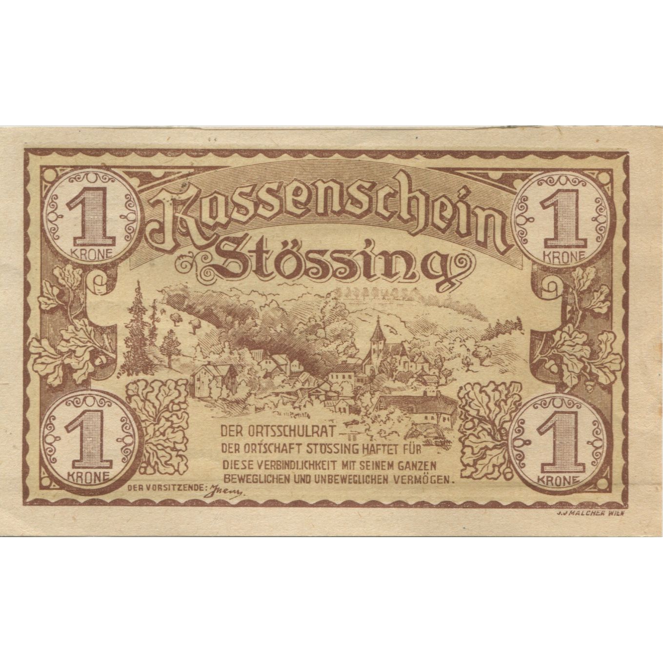 Nota, Áustria, Stossing, 1 Krone, village 1920-09-30, AU(55-58), Mehl:FS 1040