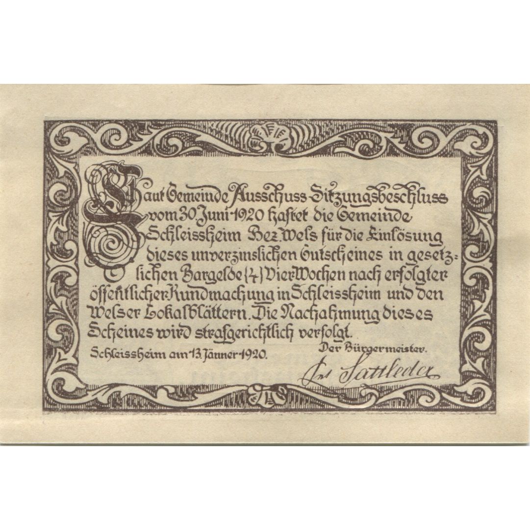 Banknot, Austria, Schleissheim, 10 Heller, village 1920 UNC(63) Mehl:FS 961