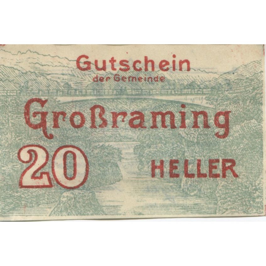 Billet, Autriche, Grossraming, 20 Heller, pont 1920-12-31, SPL, Mehl:FS 296I