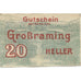 Billet, Autriche, Grossraming, 20 Heller, pont 1920-12-31, SPL, Mehl:FS 296I