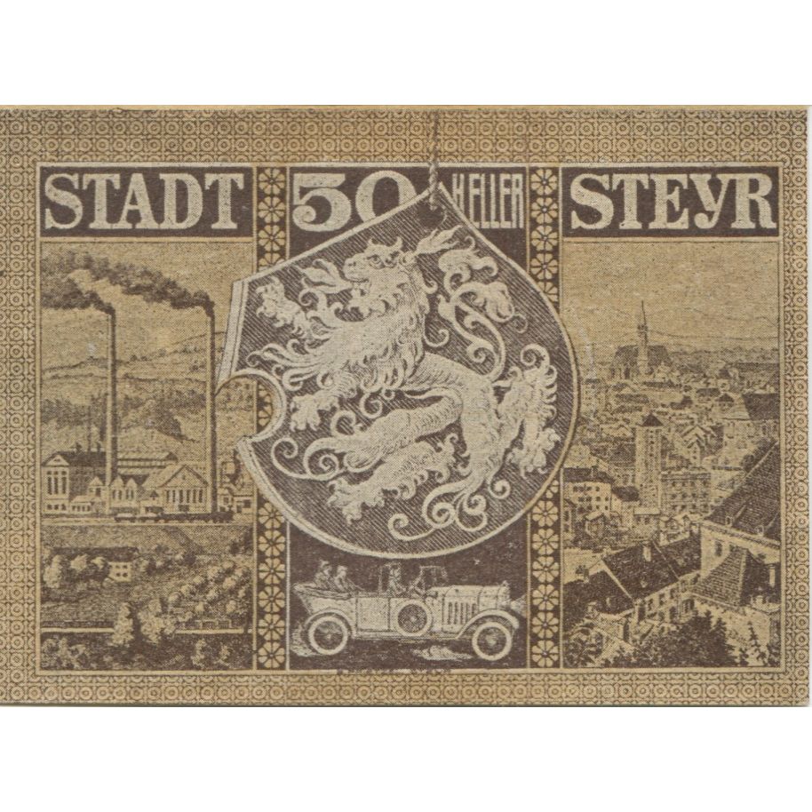 Banknot, Austria, Steyr, 50 Heller, Blason, 1921-03-31, UNC(63) Mehl:FS 1034Ia