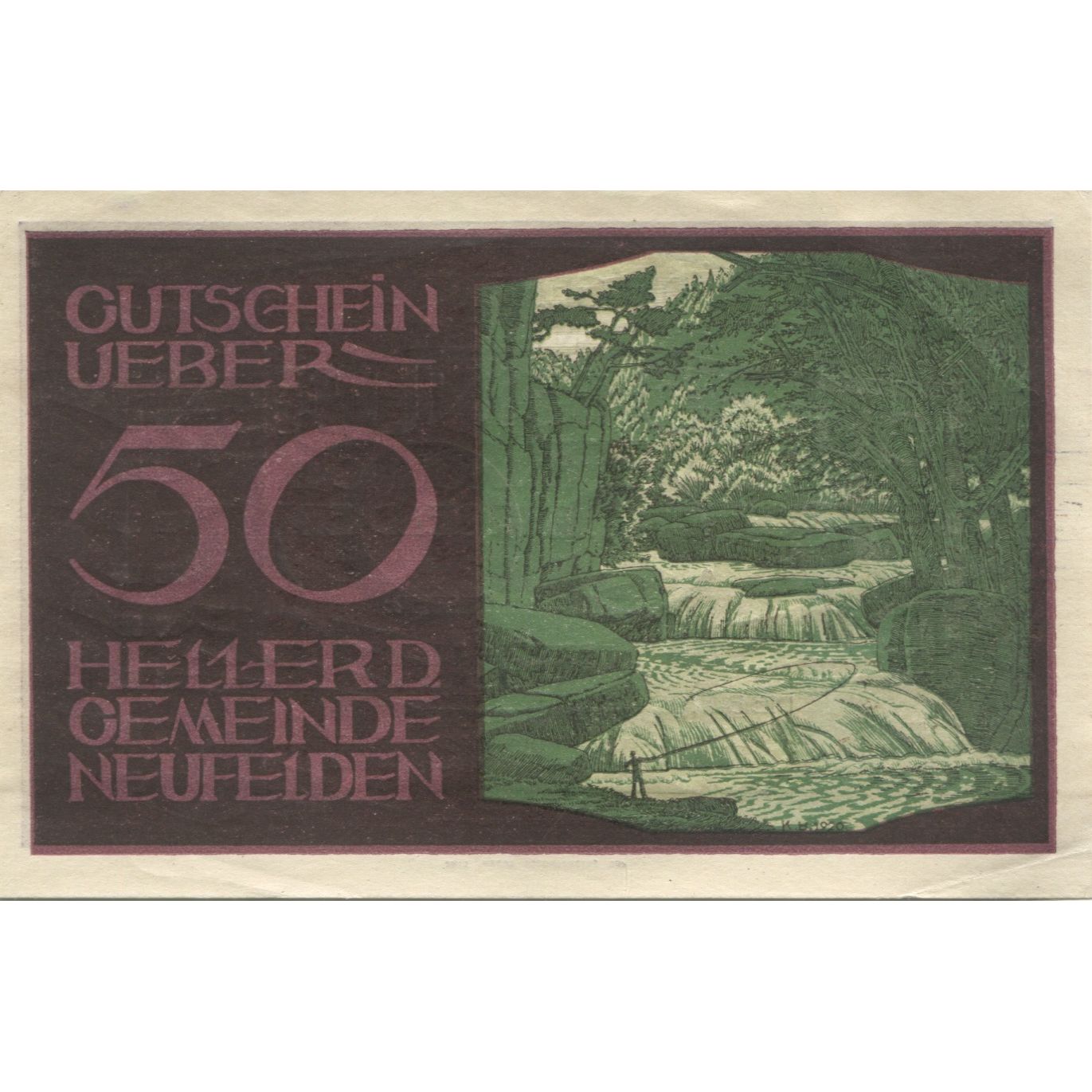 Banknot, Austria, Neuhofen, 50 Heller, fleuve, 1920, UNC(63), Mehl:FS 644a