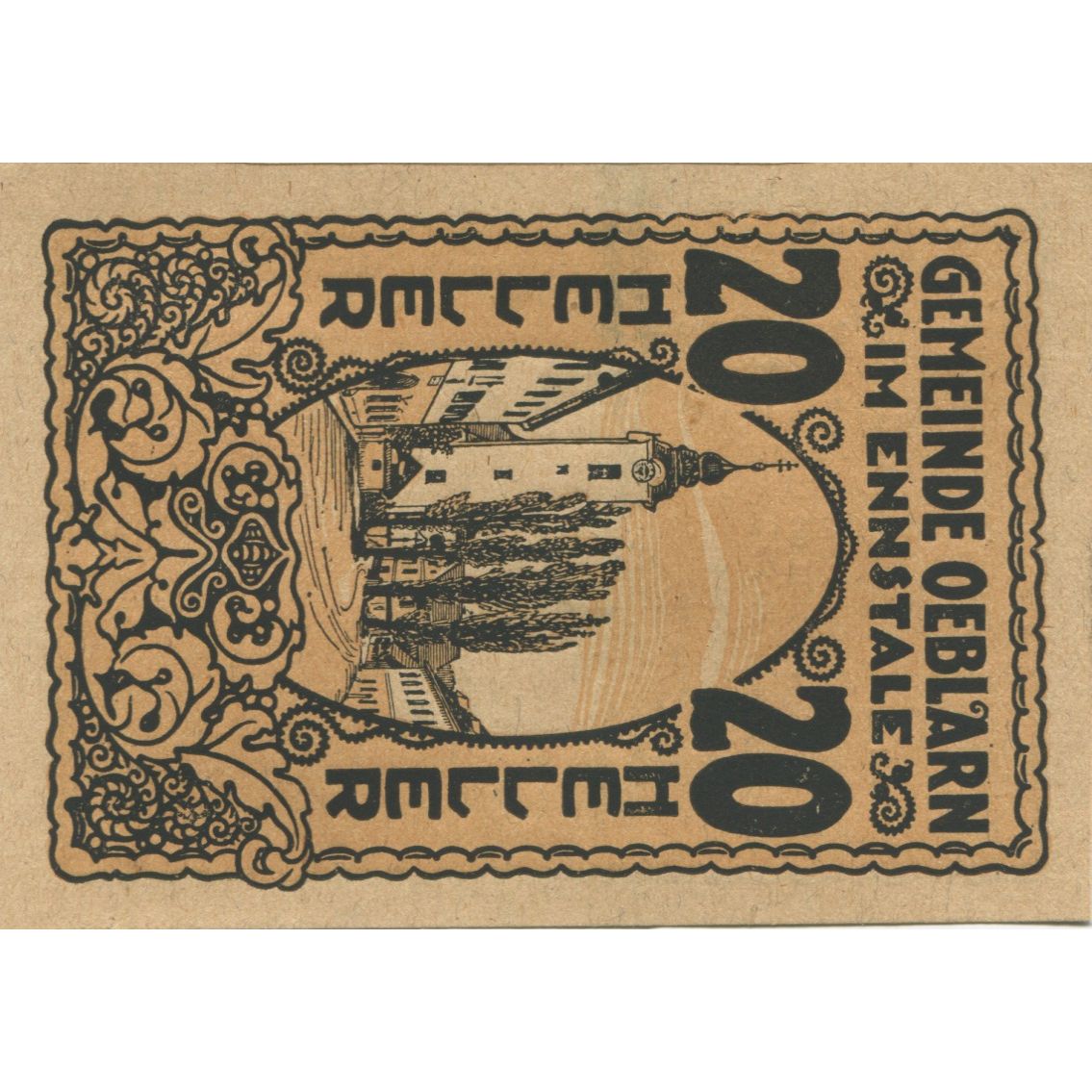 Banknot, Austria, Oeblarn, 20 Heller, rue 1920-10-31, UNC(63) Mehl:FS 700IIa