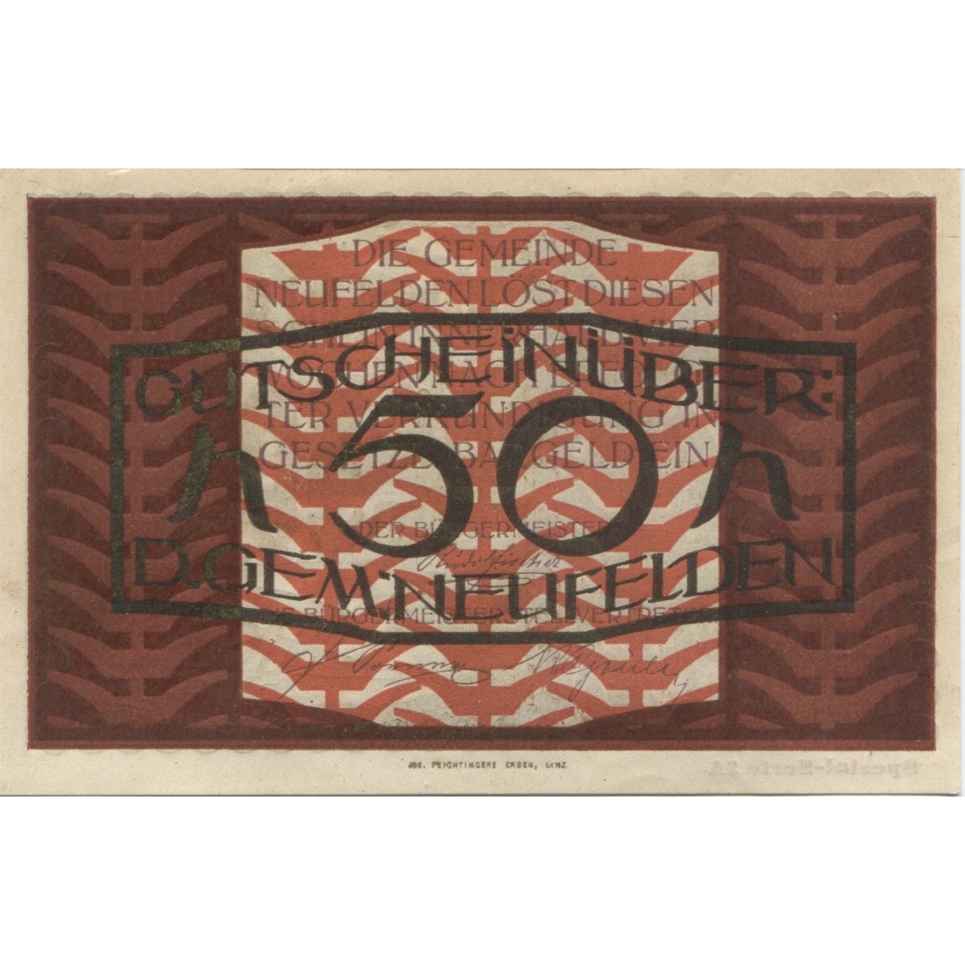 Banknote, Austria, Neufelden, 50 Heller, Foret, 1920, UNC(63), Mehl:FS 644a
