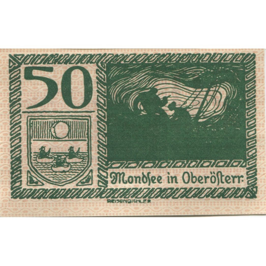 Banknot, Austria, Mondsee, 50 Heller, Blason 1920-12-31, UNC(63) Mehl:FS 626c1