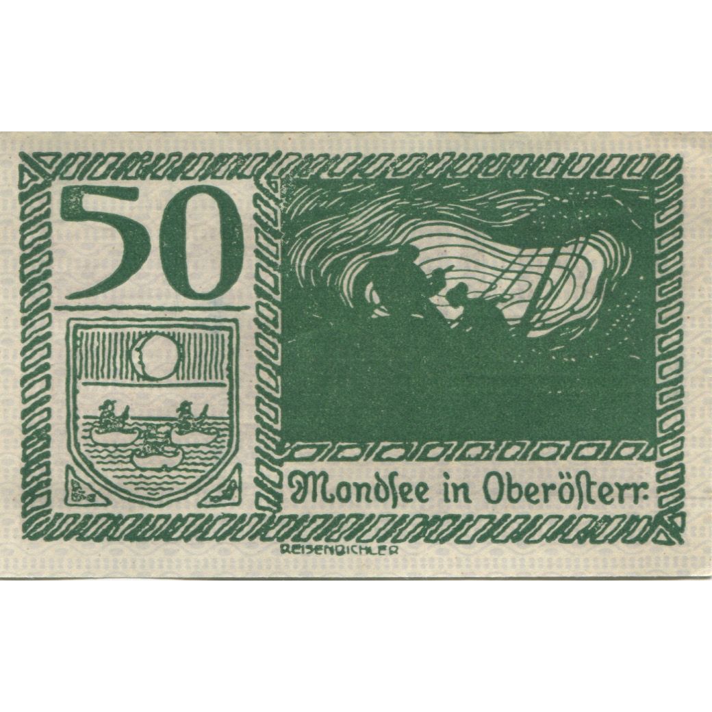 Banknot, Austria, Mondsee, 50 Heller, paysage 1920-12-31, UNC(63) Mehl:FS 621c1