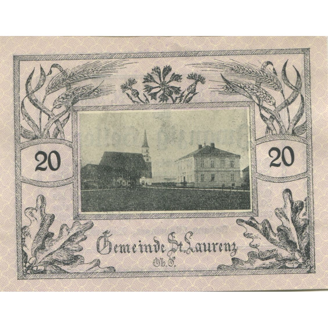 Banknote, Austria, St Laurenz, 20 Heller, Eglise, 1920 UNC(63) Mehl:FS 900b1