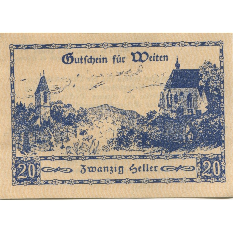 Billet, Autriche, Weiten, 20 Heller, Eglise 1920-12-31, SPL, Mehl:FS 1162b