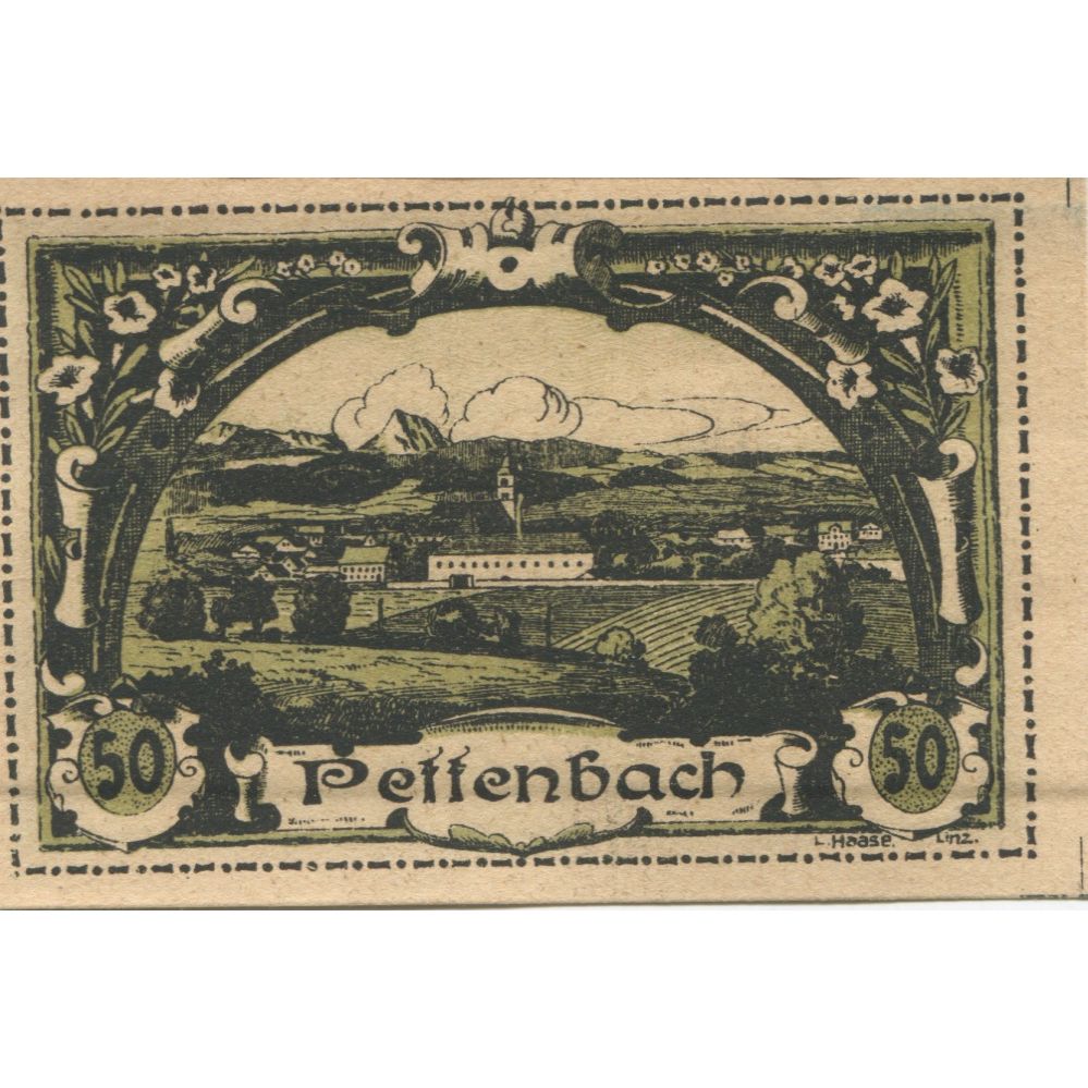 Banknote, Austria, Pettenbach, 50 Heller, paysage, 1920 UNC(63) Mehl:FS 738