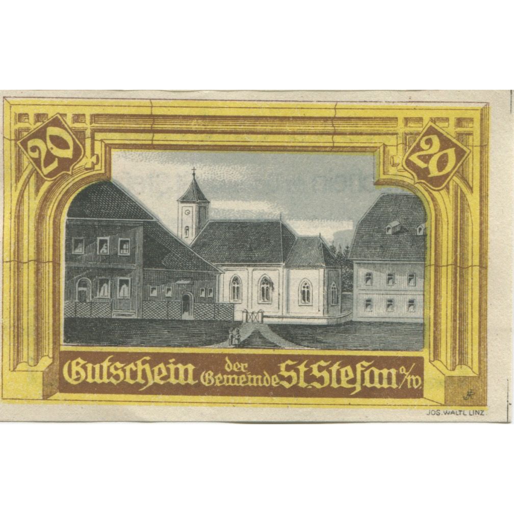 Geldschein, Österreich, St Stefan, 20 Heller, village, 1921 UNZ- Mehl:FS 937a