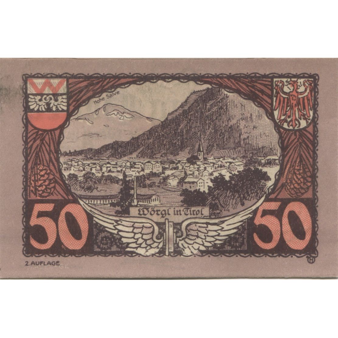 Banknote, Austria, Worgl, 50 Heller, paysage 1920-12-31, UNC(63), Mehl:FS 1252a
