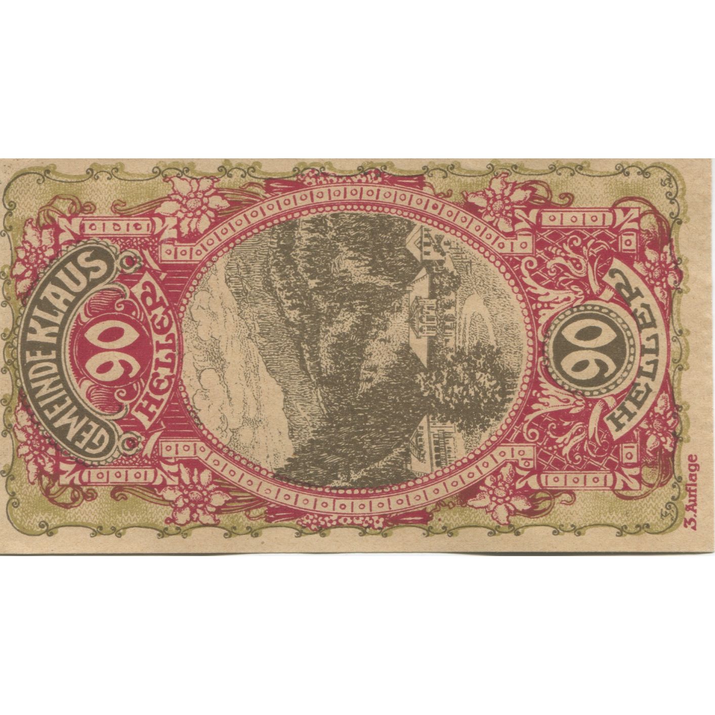 Banknote, Austria, Klaus, 90 Heller, village 1920-06-15, UNC(63), Mehl:FS 454