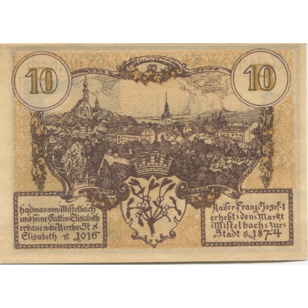 Banknote, Austria, Mistelbach, 10 Heller, rue 1920-12-31, UNC(63) Mehl:FS 614b