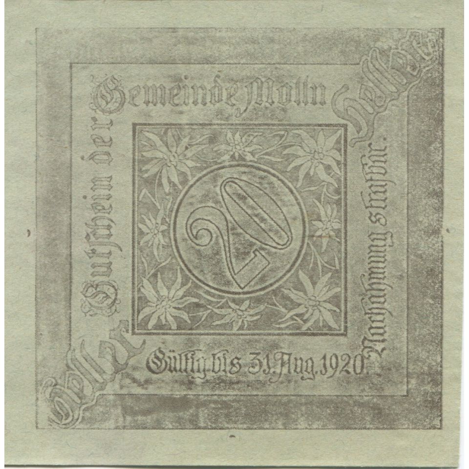Banknote, Austria, Mölln, 20 Heller, village, 1920, UNC(63), Mehl:FS 625