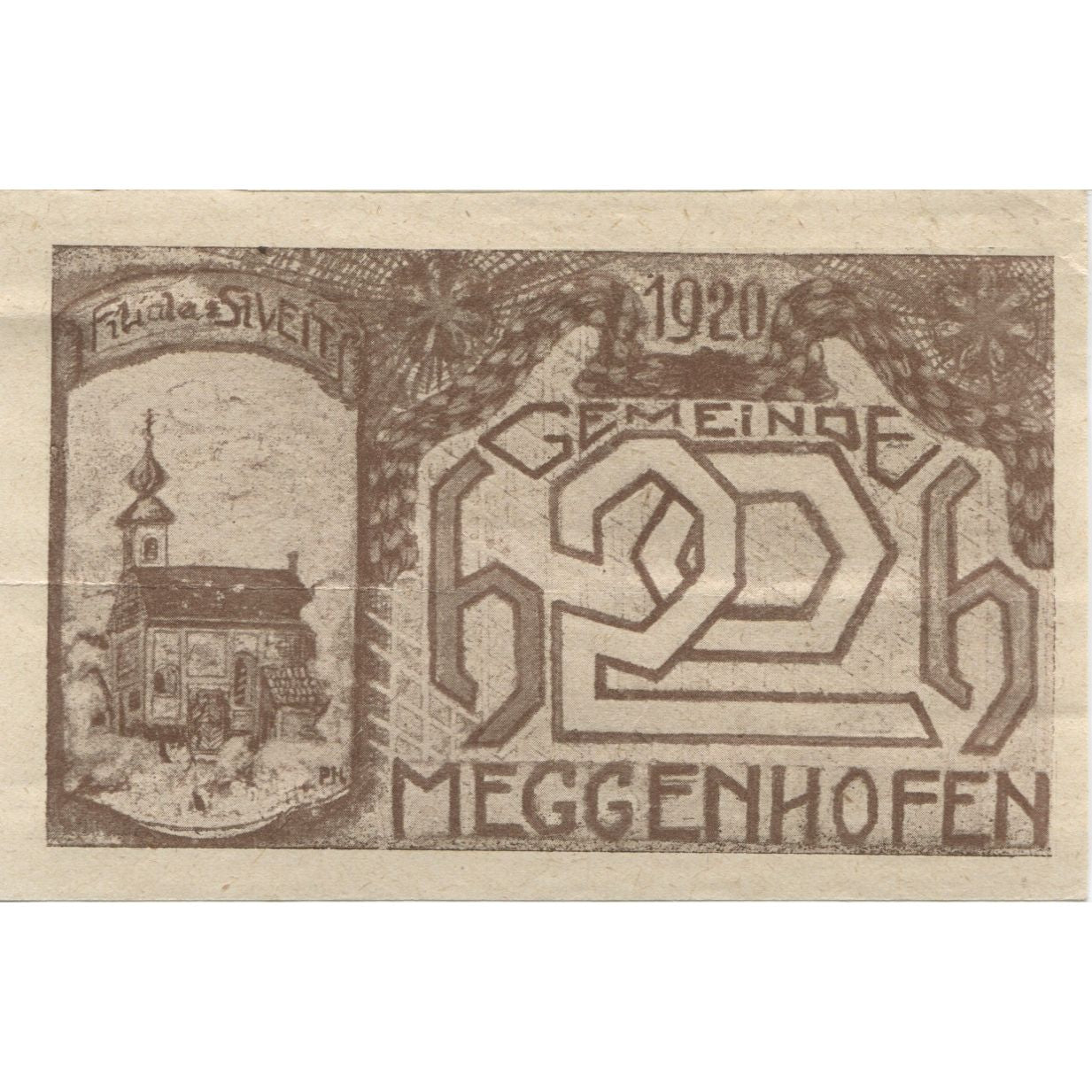 Banknote, Austria, Meggenhofen, 20 Heller, Eglise, 1920 UNC(63) Mehl:FS 603Ia