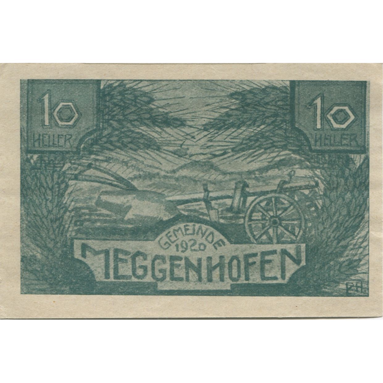 Banknote, Austria, Meggenhofen, 10 Heller, champs, 1920 UNC(63) Mehl:FS 603Ia