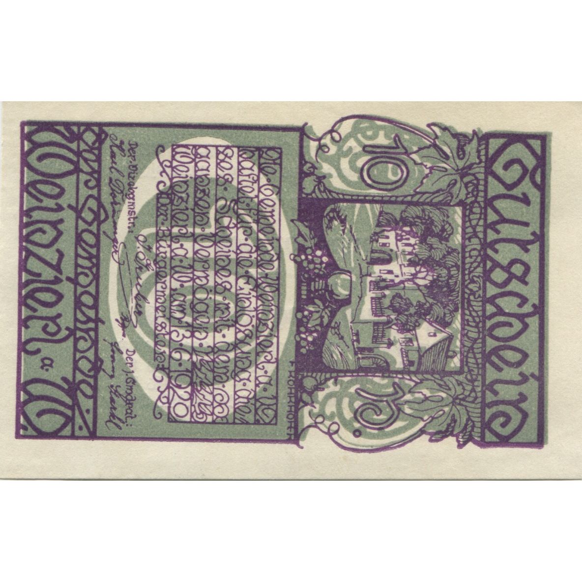 Banknote, Austria, Wienzierl, 10 Heller, ferme, 1920 UNC(63) Mehl:FS 1152