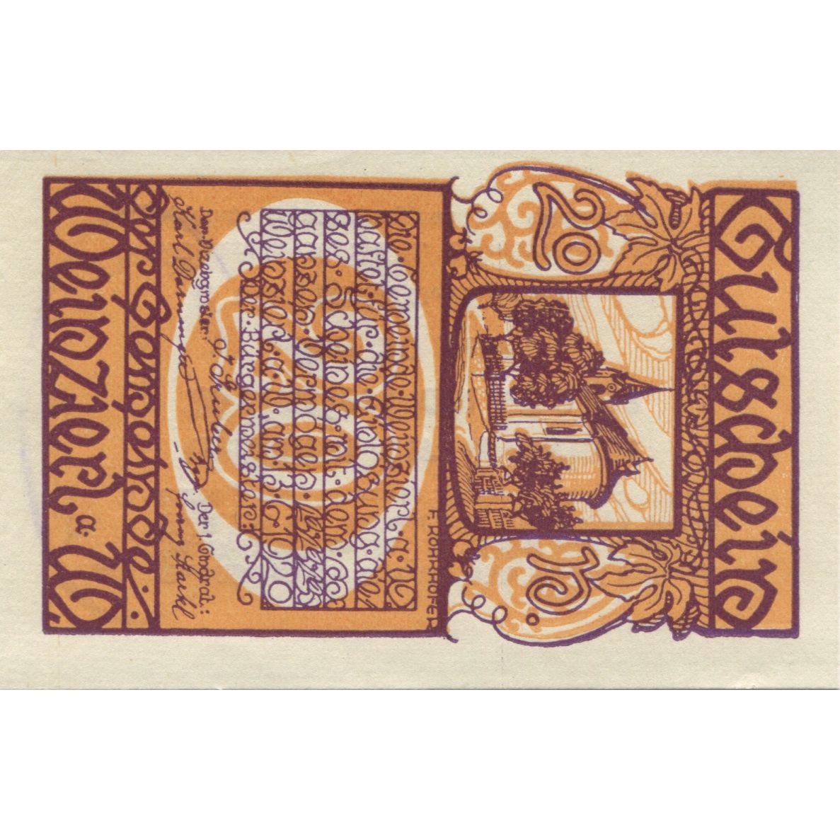 Banconote, Austria, Weinzierl, 20 Heller, Eglise 1920-12-31, SPL Mehl:FS 1152