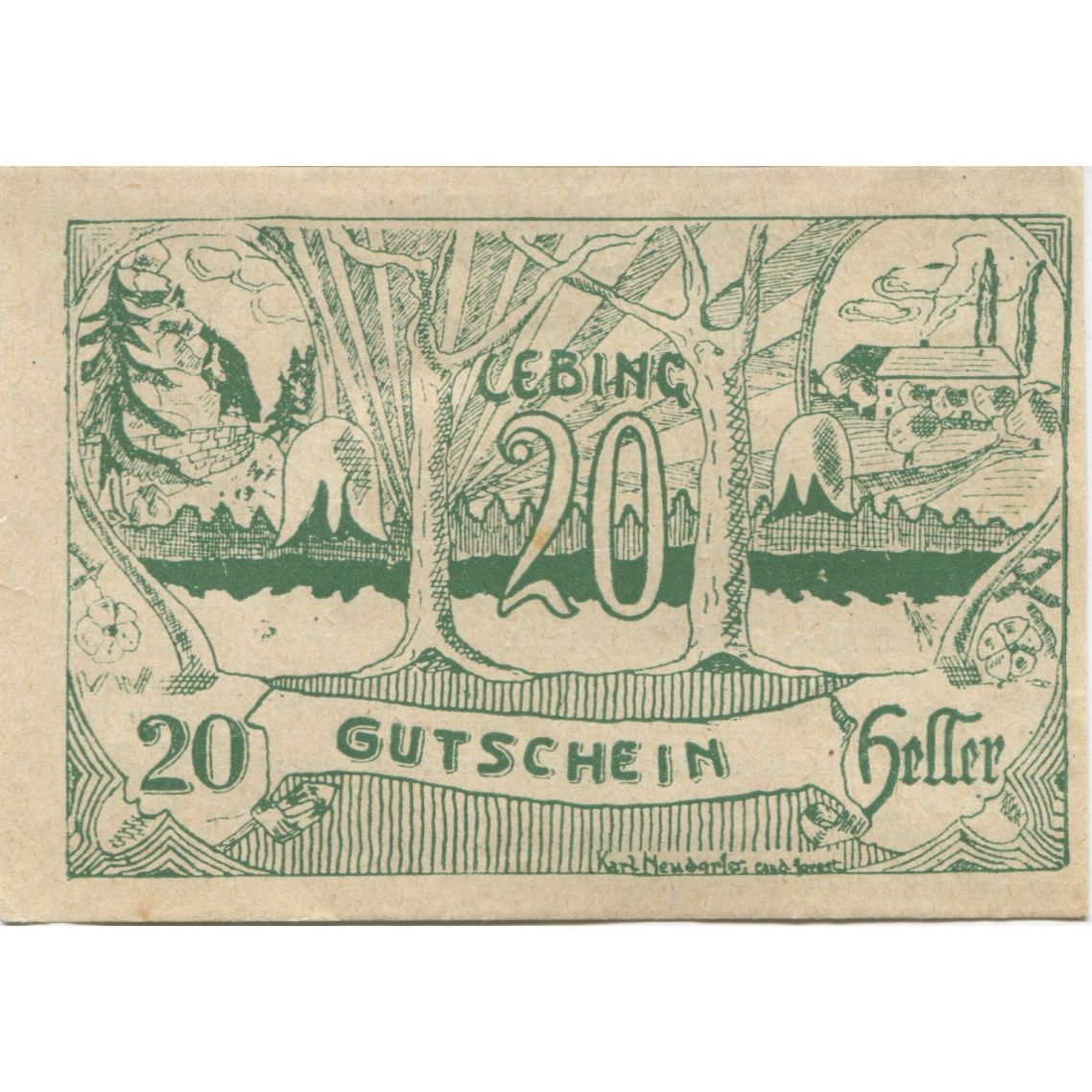 Banknote, Austria, Lebing, 20 Heller, Forêt 1920-06-03, UNC(63), Mehl:FS 508a