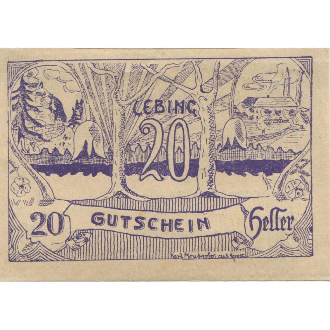 Banknote, Austria, Lebing, 20 Heller, village 1920-06-03, UNC(63) Mehl:FS 508a