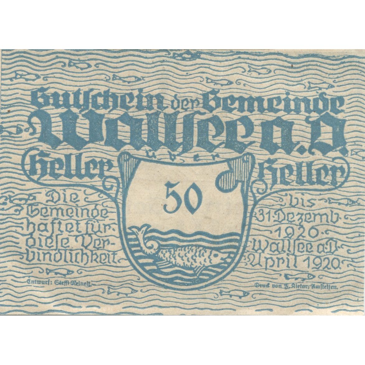 Banknote, Austria, Wallsee, 50 Heller, mer 1920-12-31, UNC(63), Mehl:FS 1137Ia