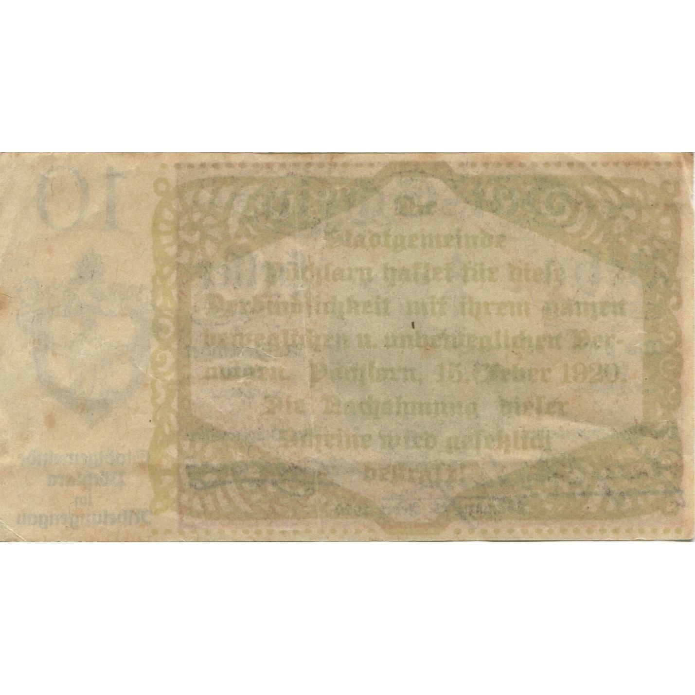Banconote, Austria, Pochlarn, 10 Heller, château 1920-12-31, SPL- Mehl:FS 755II