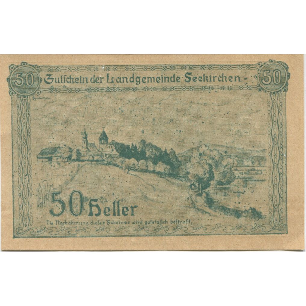Banknote, Austria, Seekirchen, 50 Heller, village, 1920 UNC(63) Mehl:FS 986a