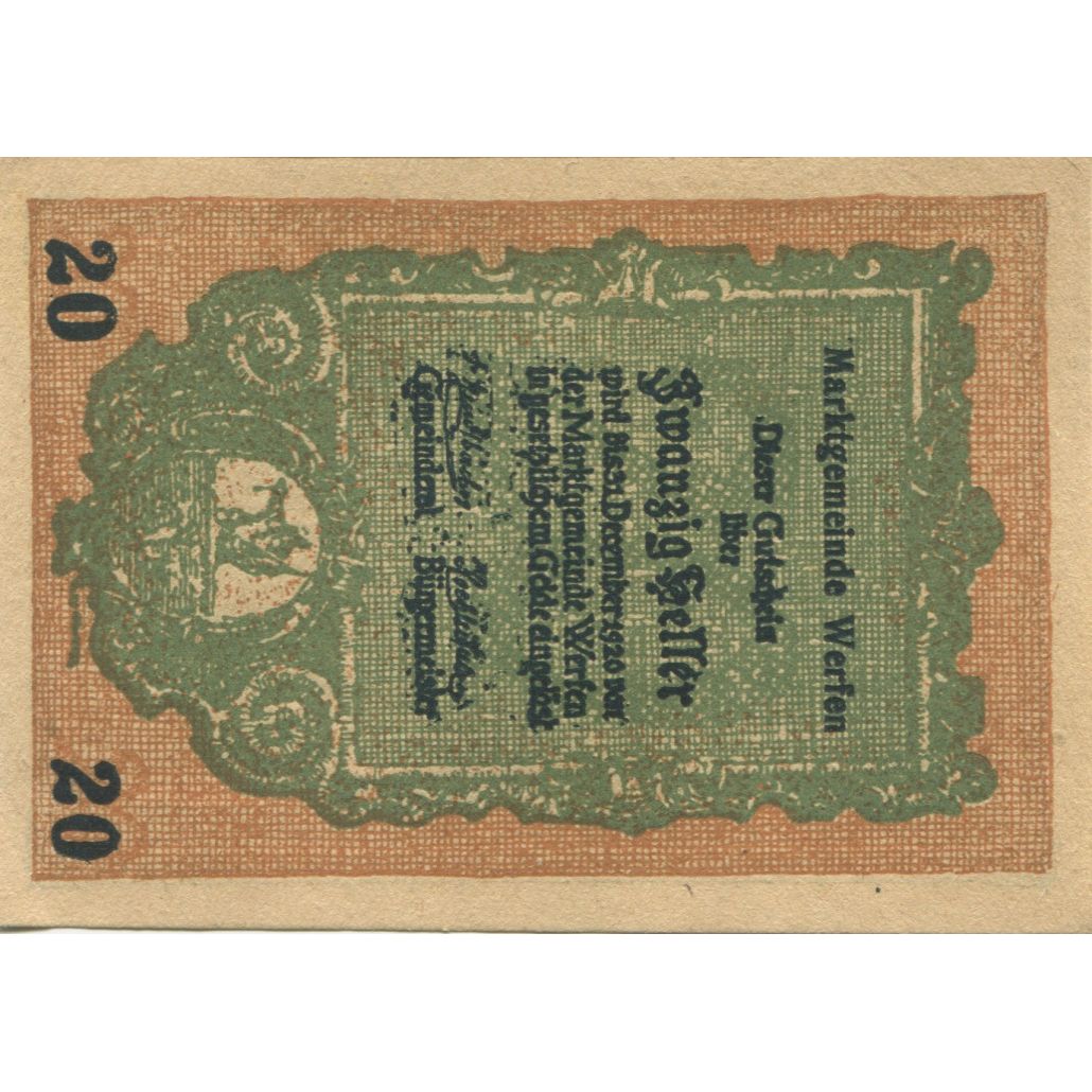 Banknote, Austria, Werfen, 20 Heller, village, 1920 UNC(63) Mehl:FS 1173a