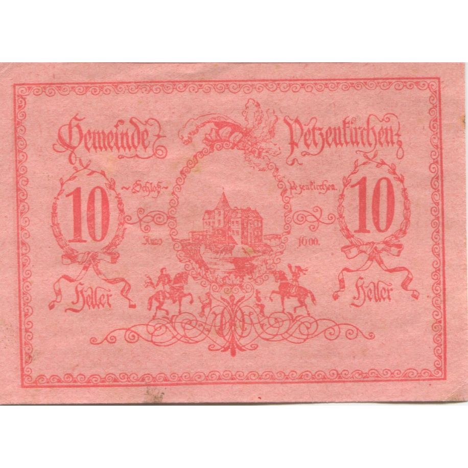 Banknote, Austria, Petzenkirchen, 10 Heller, village, 1920 UNC(63) Mehl:FS 740a