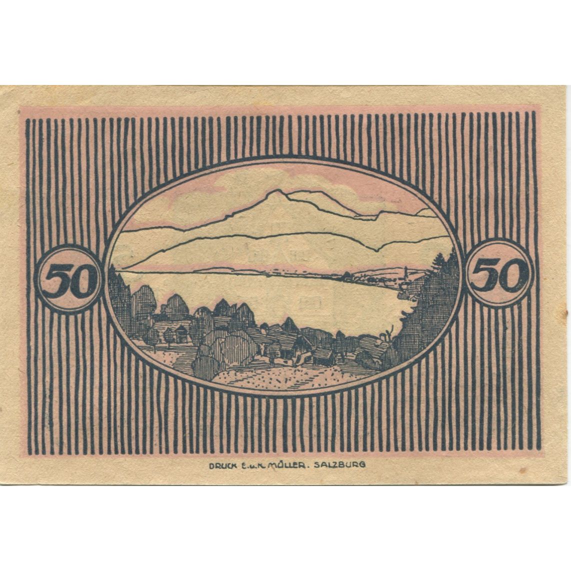 Banknote, Austria, St Gilgen, 50 Heller, Eglise, 1920 UNC(63) Mehl:FS 891a