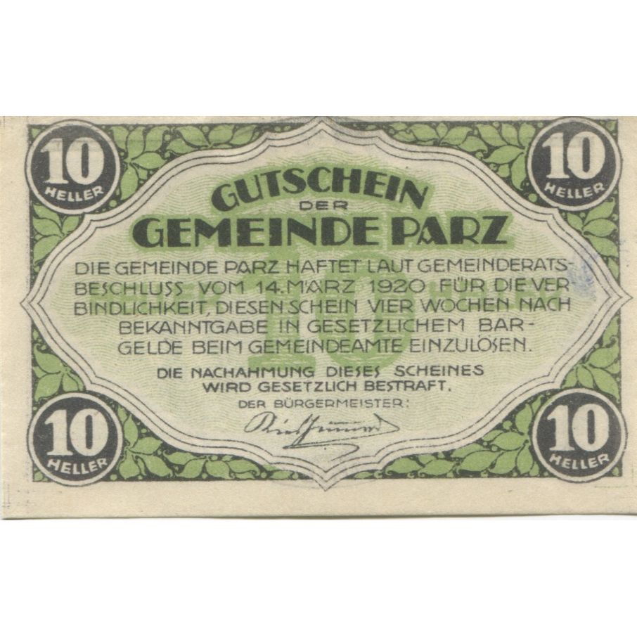 Banknote, Austria, Parz, 10 Heller, pont, 1920, UNC(63), Mehl:FS 721a