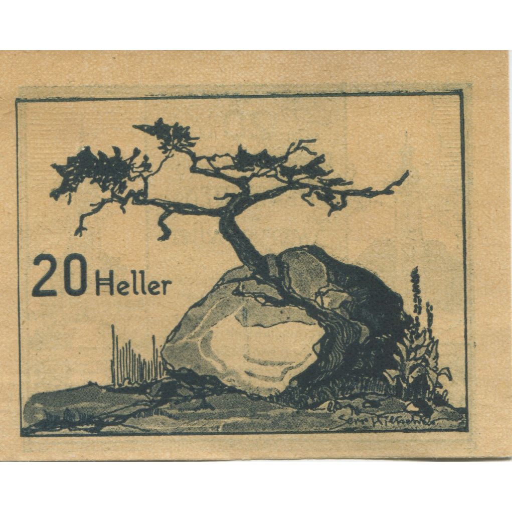 Banknote, Austria, Prägarten, 20 Heller, Eglise, 1920 UNC(63) Mehl:FS 777d