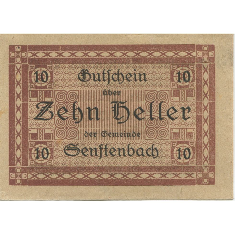 Banknote, Austria, Senftenbach, 10 Heller face value 1920 UNC(63) Mehl:FS 992a