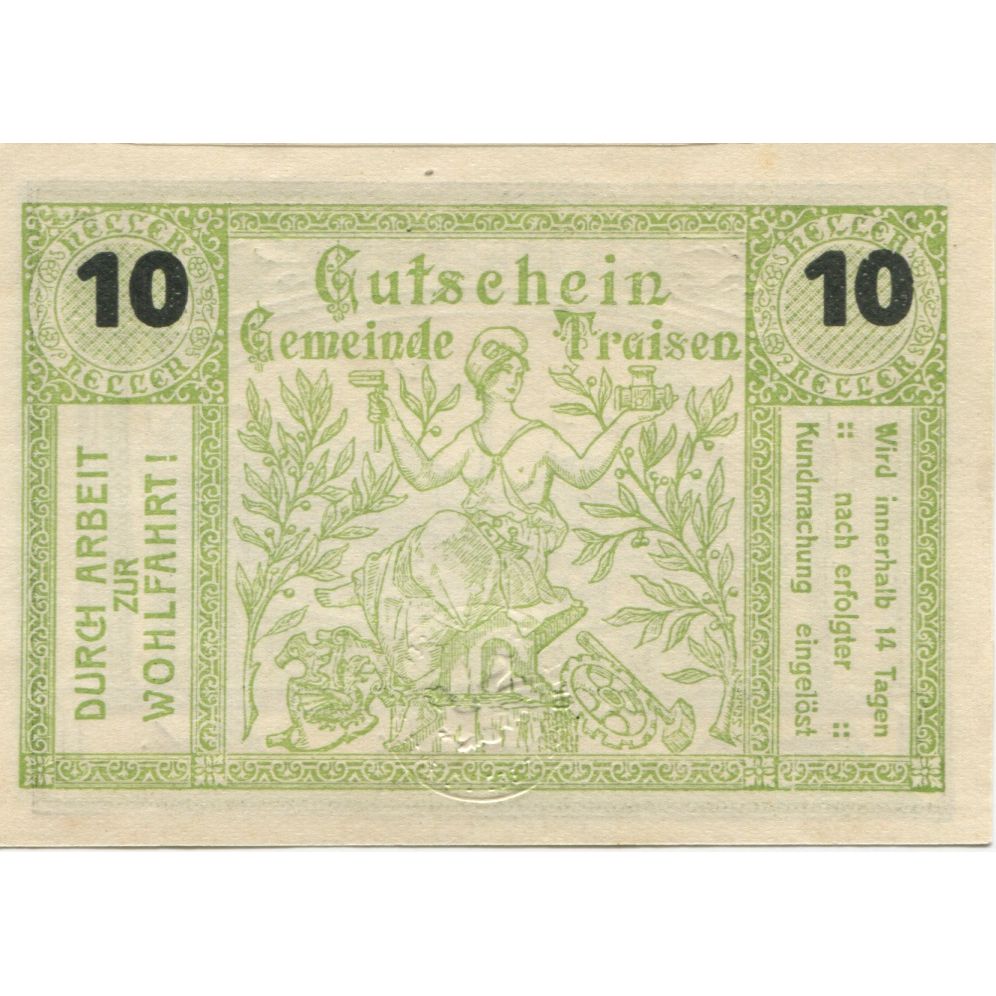 Banknote, Austria, Traisen, 10 Heller, Usine, 1920, UNC(63), Mehl:FS 1076I