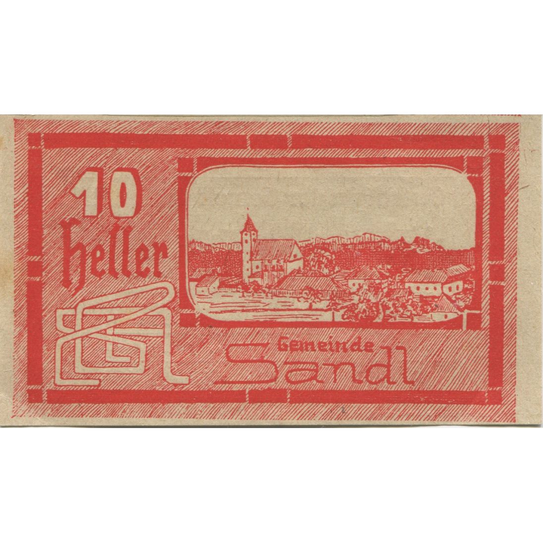 Biljet, Oostenrijk, Sandl, 10 Heller, paysage, 1920-09-30, SPL Mehl:FS 874Ia