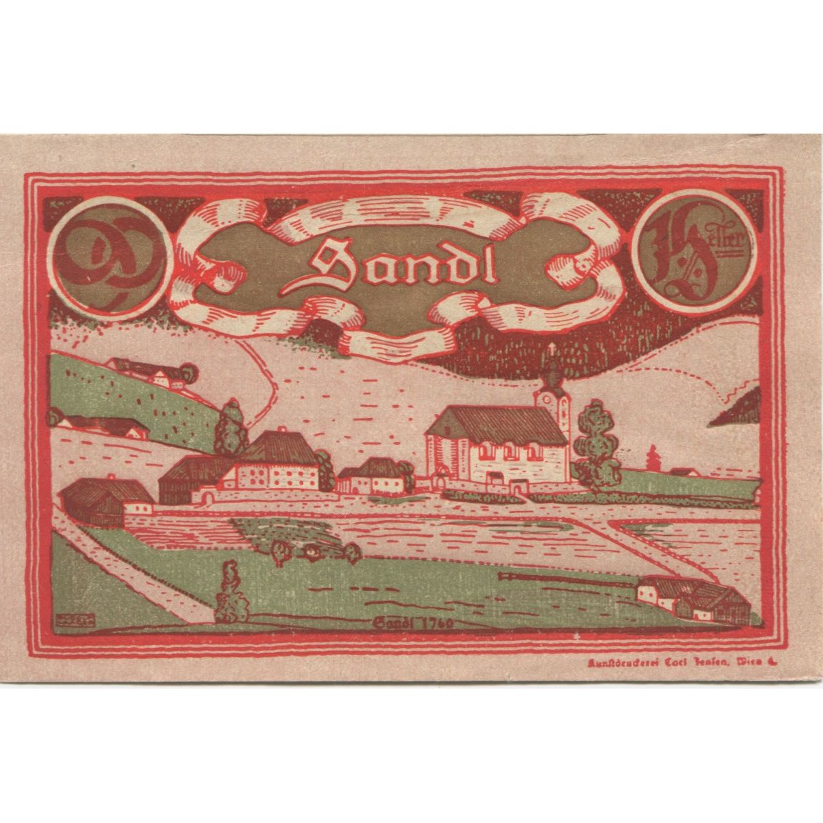 Banknote, Austria, Sandl, 90 Heller, village 1920-12-31, UNC(63), Mehl:FS 874I