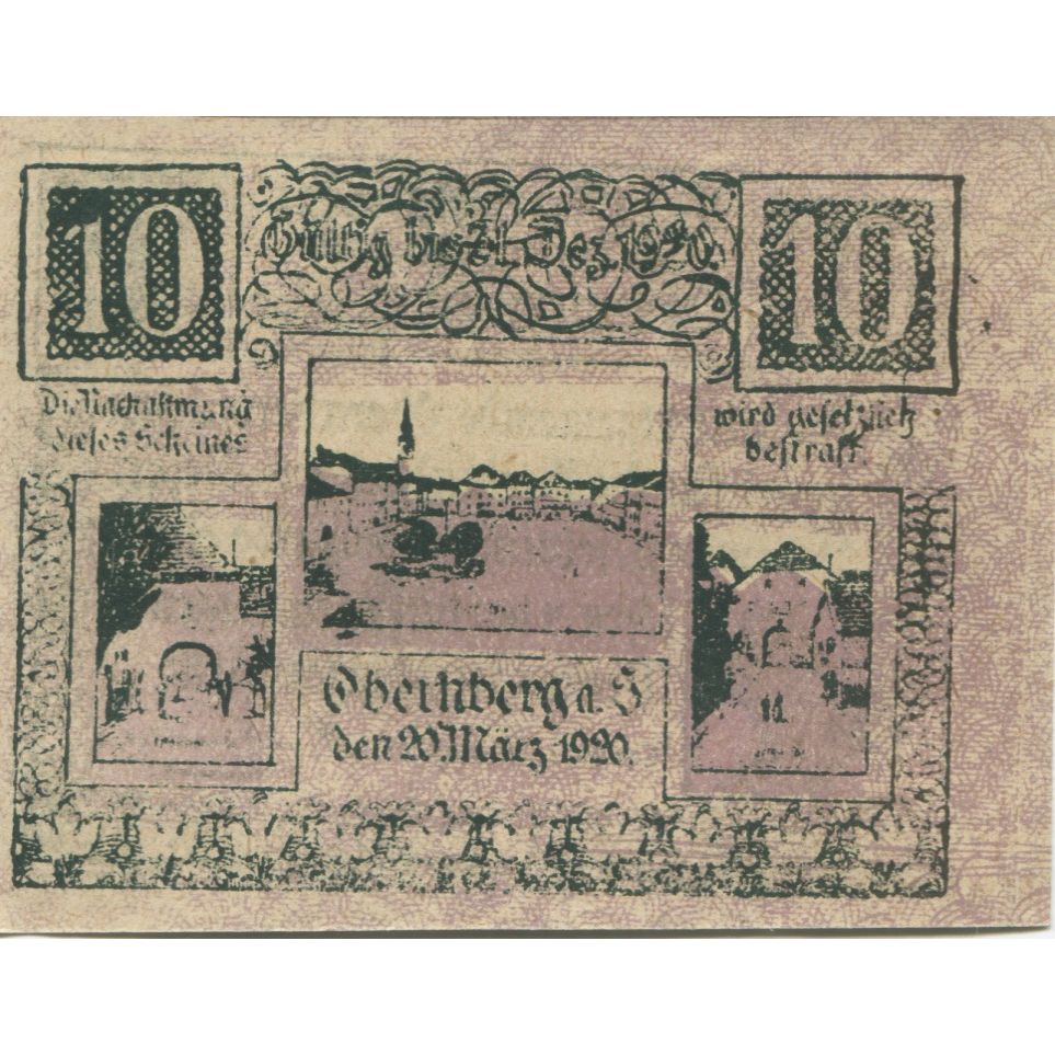 Banknote, Austria, Obernberg, 10 Heller, Blason, 1920, UNC(63), Mehl:FS 686Ia