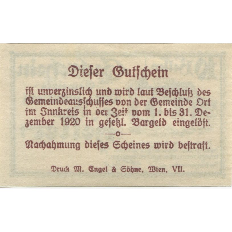 Banknote, Austria, Ort, 10 Heller, Eglise 1920-12-31, UNC(63), Mehl:FS 711b