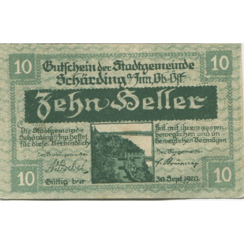 Banknote, Austria, Schärding, 10 Heller, Blason, 1920 UNC(63) Mehl:FS 951